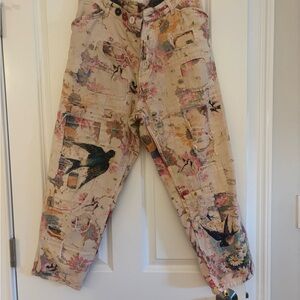 The Magnolia Pearl Miner Denim Bird & Floral Pants